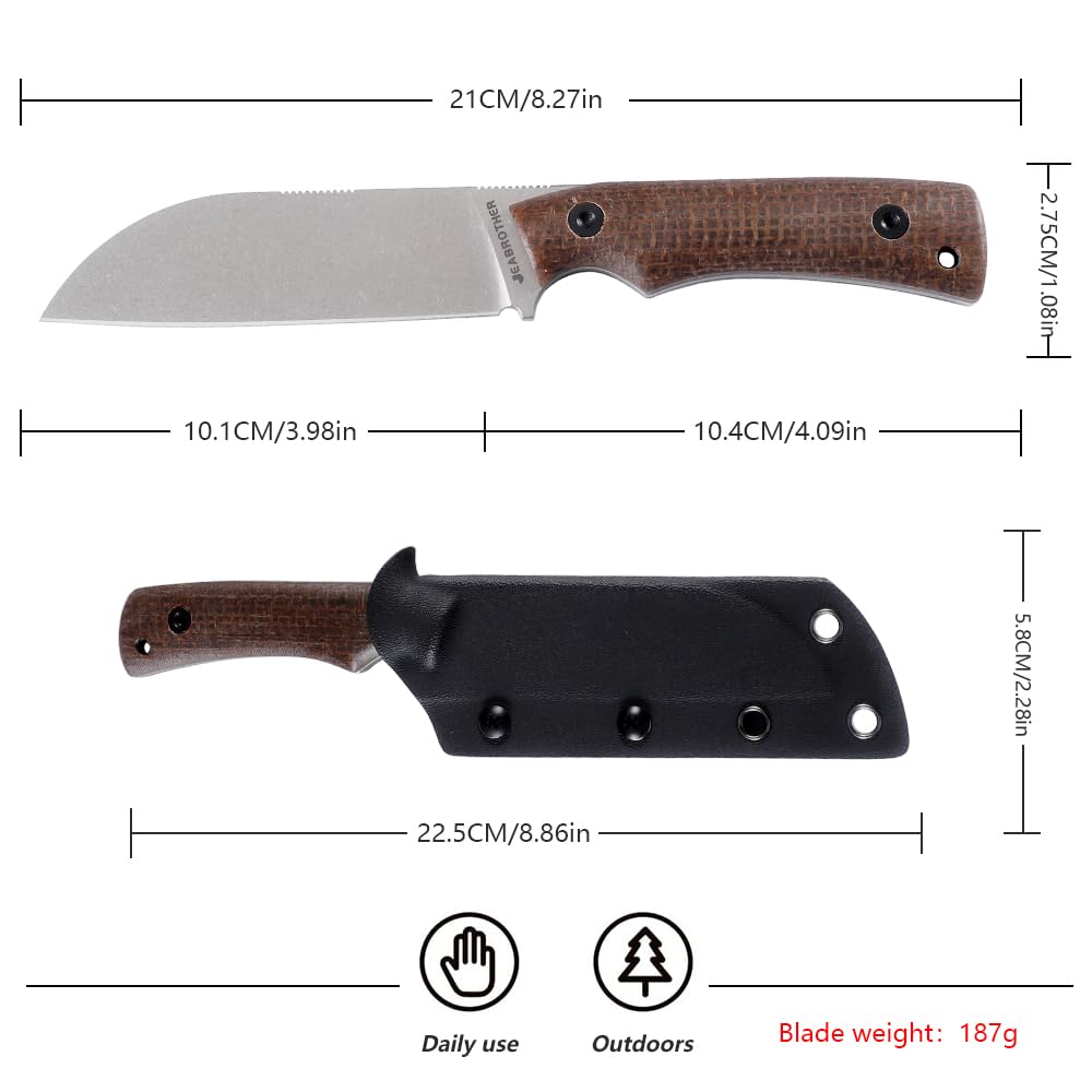 JEABROTHER Robustes Allzweckmesser aus DC53 Stahl mit Micarta Griff für Outdoor-Aktivitäten und Hausgebrauch