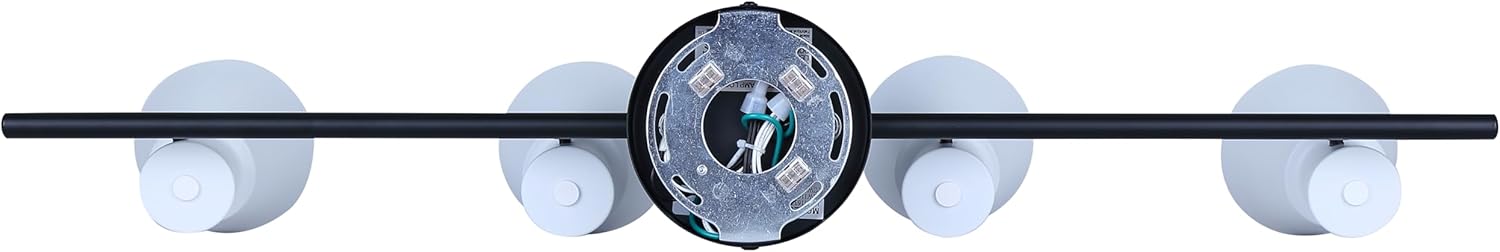 Canarm Radley 4-Light Track Lighting Fixture, Matte Black and White Finish with Adjustable Metal Shades, Modern Minimalist Ceiling Spotlight, Easy Installation