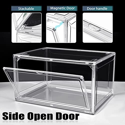 Dayooh Acrylic Sneaker Shoe Display Case Transparent Sneaker Box Shoe Storage Boxes Clear Plastic Stackable Boot & Shoe Boxes Clear Shoe Organizer Containers With Lids, 1Pack Size 14 #TOP3