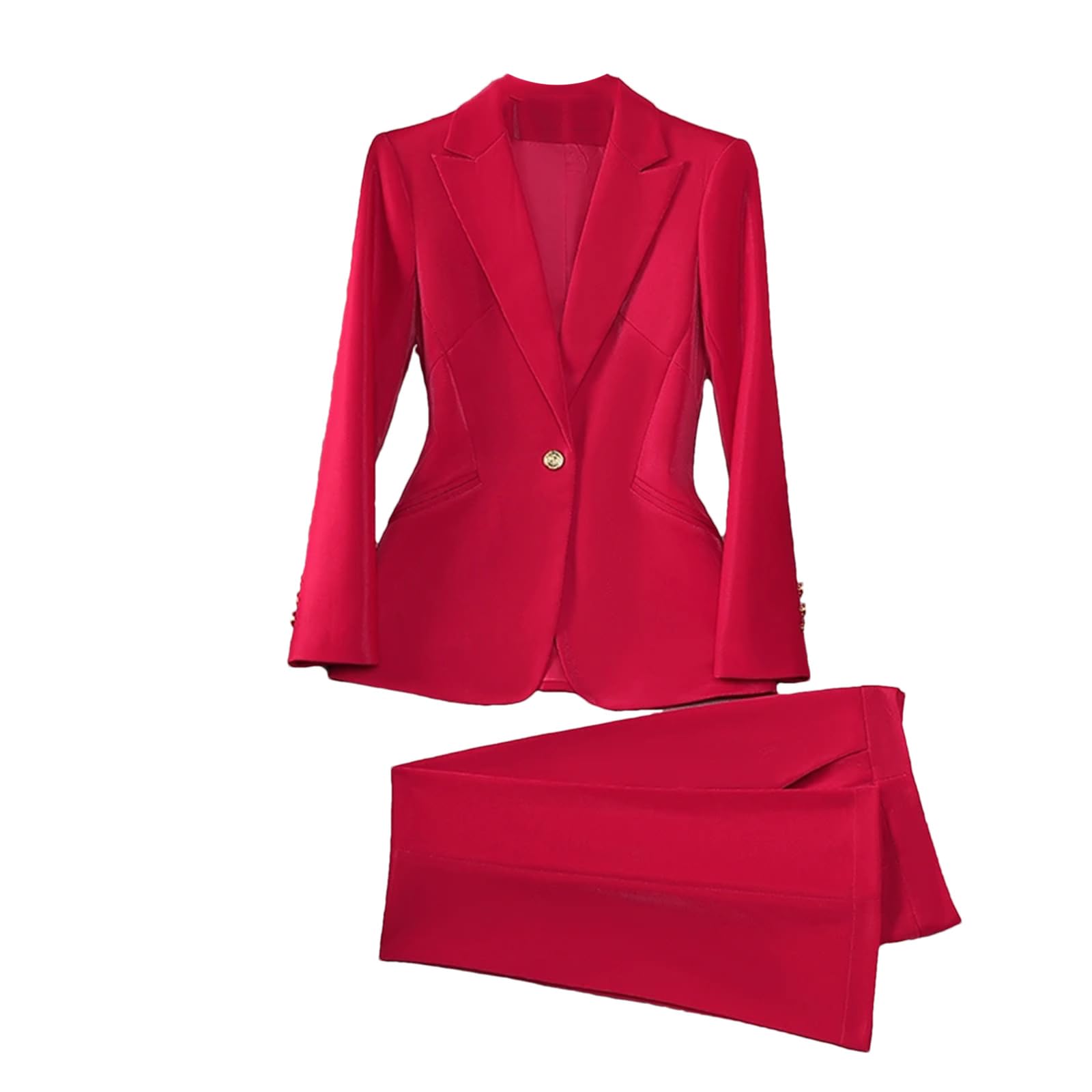 Set da 2 pezzi da donna alla moda, giacca e pantaloni formali, da ufficio, lavoro, lavoro, giacca e pantaloni