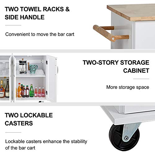 image for QCen Kitchen Island Cart with Smooth Lockable Rolling Wheels, Home Kit