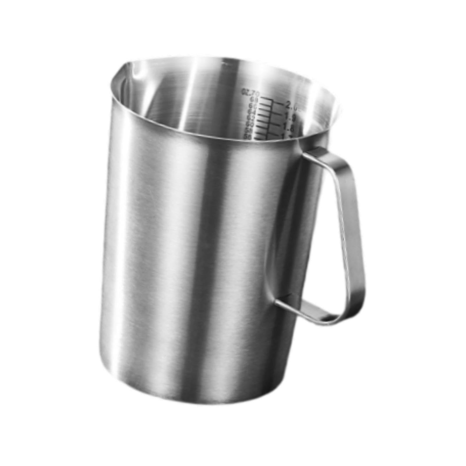 Messbecher Aus Edelstahl, Multifunktionaler Küchenkrug, Doppelwandig, Einfach zu Handhaben, Ideal für Cocktails Und Kaffeedekoration, 2000 Ml