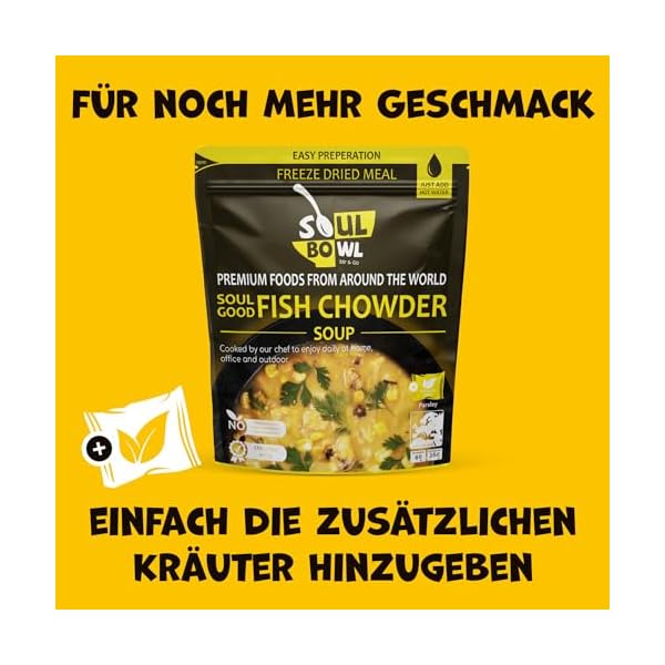 Fisch Chowder Suppe - Fertiggerticht - Camping Nahrung - Outdoor Nahrung - Express Mahlzeit - Lange Haltbar - Notfall Nahrung - Fisch Suppe mit Meeresfrüchten – Bild 4