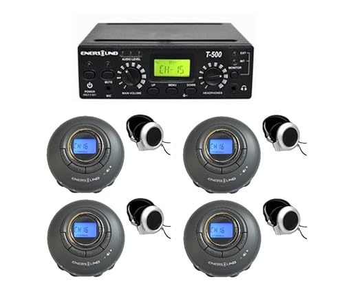 Enersound 4-Person Assistive Listening System - US-Based 3-Year Warranty and Phone Support - Includes ADA Plaque - Ideal for Church Schools Theaters Venues (For 4 People)