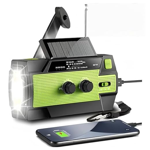 【2022 Newest】 Emergency Solar Hand Crank Portable Weather Radio, with AM FM NOAA, 3 LED Flashlights, Motion Sensor, Reading Lamp, SOS Alarm, 4000mAH Rechargeable Battery USB Charger (Green)