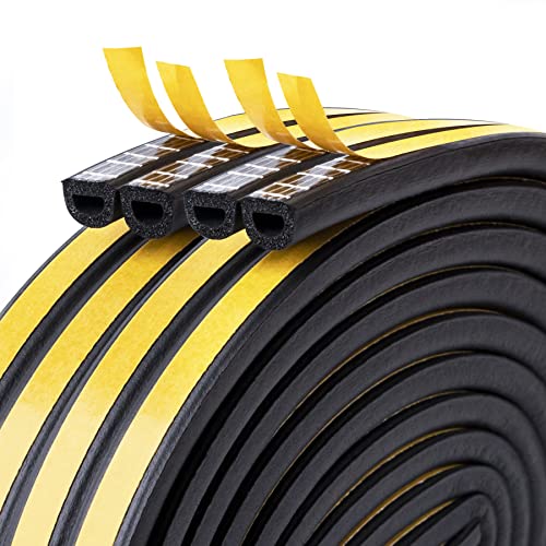 CloudBuyer Door Weather Stripping, Soundproof Insulation Seal Strip for Windows with Self-Adhesive Protection (Black, 33Ft)