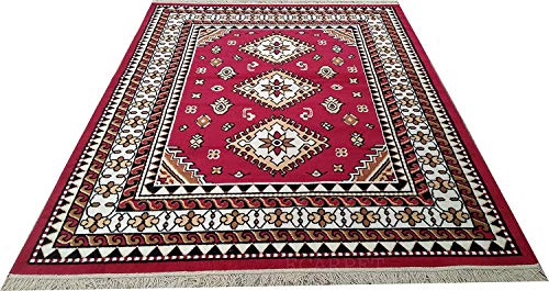 Image of Floral Rectangular Carpet Velvet Touch 120X150 Cm(4X5 Feet) Red G