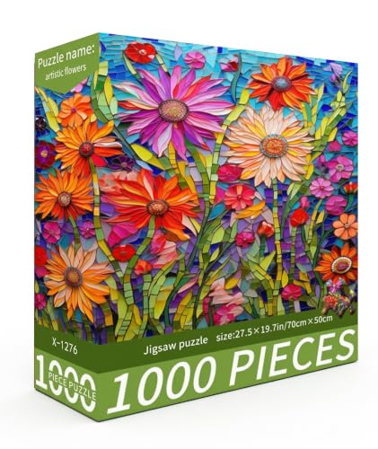 Image of Puzzle for Adults, Jigsaw Puzzle for Adults 1000 Pieces, Colourful Flower Design for Home Activities, Paper Quality Craftsmanship