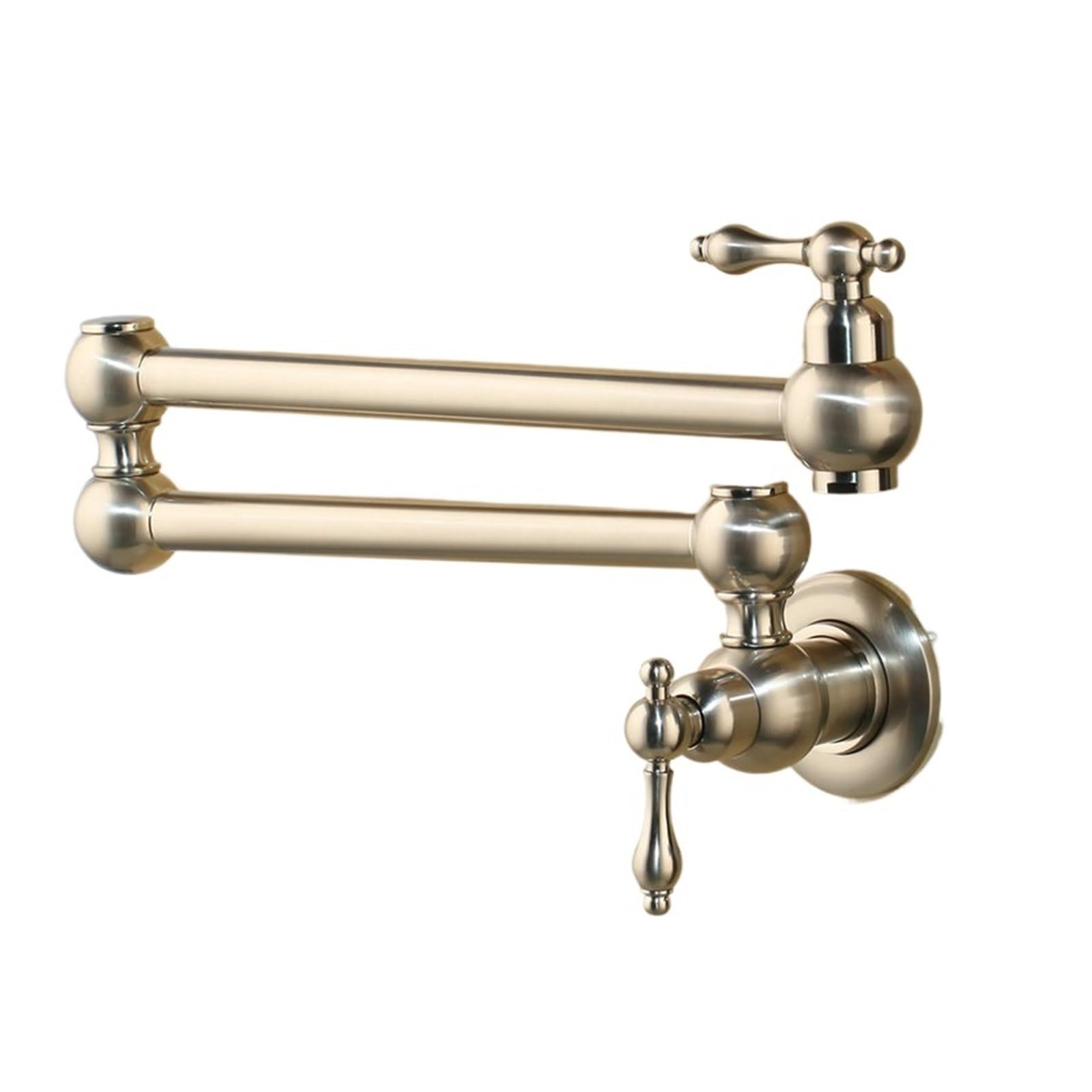 Ewsdsfs Brushed Nickel Bronze Black Nickel Pot Filler Double Joint Spout Folding Stretchable Swing Arm Wall Mounted Brass Kitchen Faucet Tap(Brushed Nickel)
