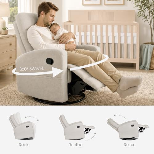Image of Dream On Me Chatham Deluxe Nursery Glider Recliner, Amazon Exclusive, Vanilla Oat