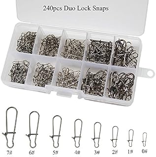ICE SEA 80-240pcs Duo-Lock Lock Snaps Black High Strength Fishing Lure Connectors Kit