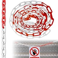 Absperrkette 15m, 6mm Warnkette Rot Weiß Kunststoff, Rot Weiß Plastikkette/Kunststoff Warnkette, Baustellensicherungskette, Kunststoff-Gliederkette zum Absperren für Warnsicherheit Parkplatz