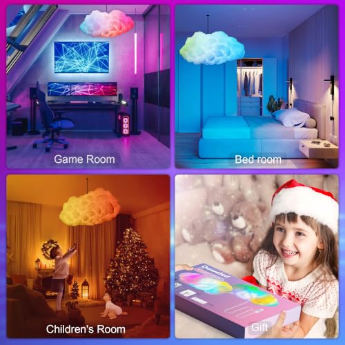 Image of Cloud LED Lights for Bedroom - Aesthetic Mood Light, Music Sync App Control Wall Light, 3D Ceiling Lamp Color Changing Strip Lights, Cool Stuff for Kids Room Decor, Cool lights for Room (New 2 Set)