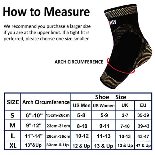 Neoally Copper Ankle Support Brace Compression Sleeve With Silicone Gel Reduce Foot Swelling Pain Relief From Plantar Fasciitis And Achilles Tendon [1 Pair] (X-Large) #TOP3