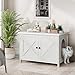 JY QAQA Cat Litter Box Enclosure,Litter Box Furniture Hidden with Barn Door,Wooden Cat Washroom Furniture,Cat House,Fit Most of Litter Box,White