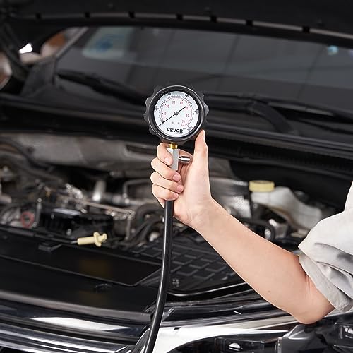 VEVOR Kompressionsmesser Kompressionstester Kompressionsprüfer Testgerät Kompressionsmessgerät mit einem 80-mm-Manometer 0–1000 PSI und 0–70 bar Verdichtungsmesser inkl. 4x Adapter