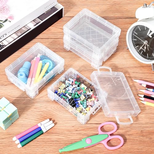 Image of Suzile 80 Pcs Plastic Crayon Box with Lid Clear Crayon Organizer Stackable Storage Containers Bulk Pastel Holder Case for Office School Classroom Supplies Pen Pencil Art Crafts