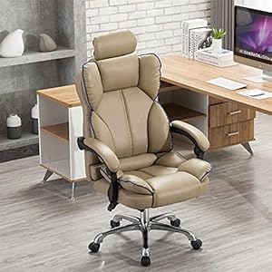 BeigeBarkruk Computer Stoel Home Office Stoel, Comfortabele Liggende Hoge Ruganker Stoel, Lift Boss Stoel (Kleur: Bruin met voetsteun)