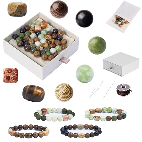 Geezon Navis Bracelet Making Kit Natural Wooden Stone Beads Gift Color A