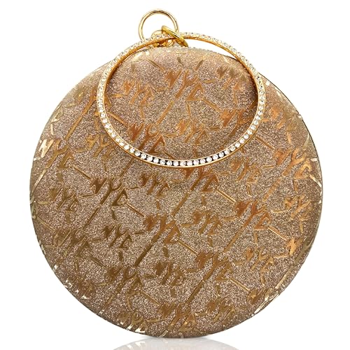 Image of SLARA Women's Evening Clutch Bag for Women, Glitter Pattern, Crystal Clasp Handbag, Perfect for Weddings, Parties, and Special Events