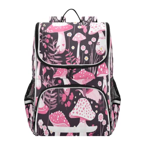 Sac à dos champignon rose dessin animé à bretelles ergonomiques rembourrées