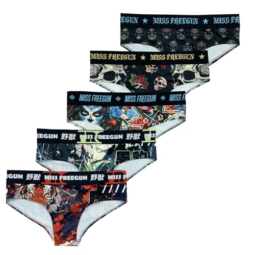 FREEGUN Lot de 5 Boxers Culottes Microfibre Fille (8-10 ans, Pack Anim Tatoo)