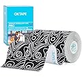 OK TAPE PRO Kinesiology Tape, 2inch x Long Roll 16ft Free Cut Tape, Elastic Athletic Tape Therapeutic Latex Free, 2 Rolls Black+White