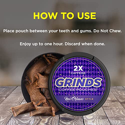 Image of Grinds Coffee Pouches | 6-Can Sampler Pack | Wintergreen, Spearmint, Cinnamon Roll, Mocha, Sweet Mint, New Orleans | Brew-Free Coffee Alternative | 18 Pouches Per Can