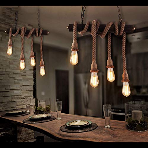 Suspension industrielle en chanvre tressé main CLSDRZC lustre rétro 6 feux