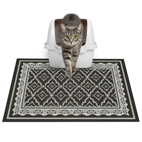 Glittme Premium Cat Litter Mat 24"x15" - Non-Slip & Waterproof Litter Trapping Mat for Litter Boxes - Soft Mesh Kitty Sand Catcher Pad Easy to Clean & Washable Floor Protector
