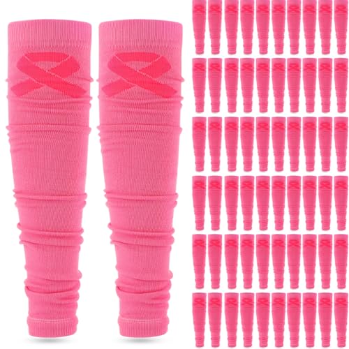 Mepase 4/36 Pairs Women Breast Cancer Awareness Football Leg Sleeves Calf Compression Leg Sleeves for Survivor Sports Teams
