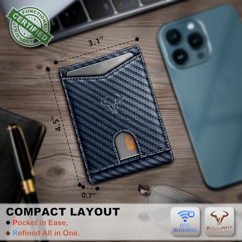 Image of BULLIANT Men Slim Leather Pocket Wallet Bill Holder 11Cards-Genuine Leather | RFID Blocking | Easy Access | Gift Boxed