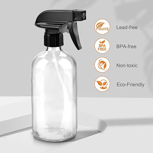 Miniatura 3 de Worldgsb Botellas de vidrio con pulverización, 16 onzas x 2 + 4 onzas x 2 onzas x 4 recipientes recargables, botellas redondas Boston vacías con