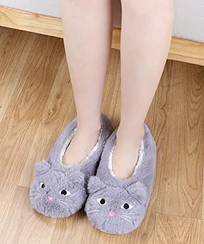 Image of DICUIRD Women's Animal Gripper Slipper Socks, Soft Sole Fuzzy Indoor House Socks