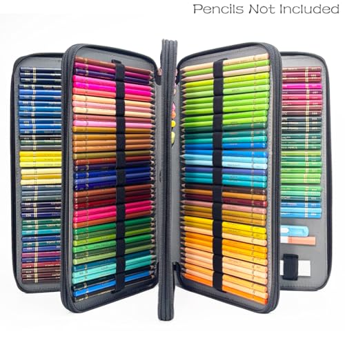 Image of YOUNGCOL Colored Pencil Case Color Pencil Organizer Storage Large Capacity Pencil Case (Black, 300 Capacity)