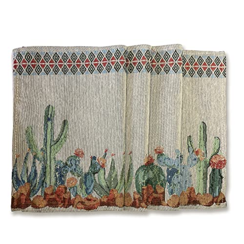 Watercolor Cactus And Succulents Placemats (Set Of 4) (13" X 19") Woven Placemats Southwestern-Inspired Tapestry Machine Washable Place Mats For Dinner Table Mats 19 Inches (Desert In Bloom) #TOP1