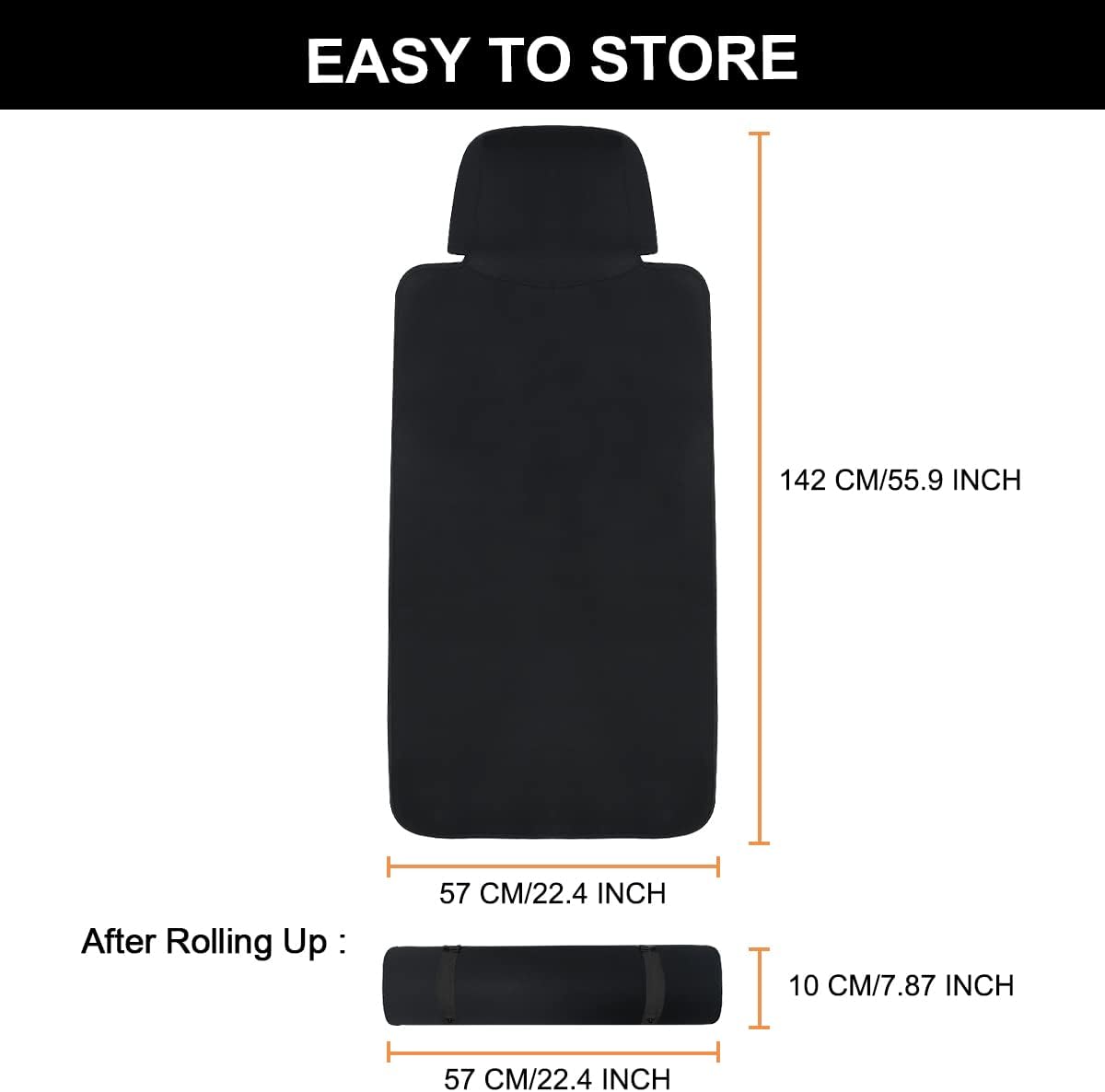 INFANZIA Premium Waterproof Seat Cover Towel Protector Neoprene Universal Fit, Upgraded 100% Washable & Removable Non-Slip Sweat Carseat Towel Covers, Perfect for Gym/Yoga/Workout（Black,2PCS
