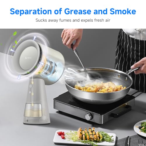 Image of AMZCHEF Portable Range Hood, 3-Speed Desktop Exhaust Vent Fan,CreamWhite