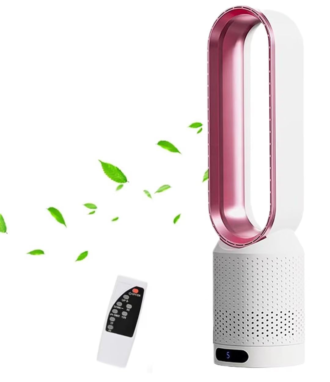 Bezostrzowy wentylator wieżowy, oscylacja 90 °, 8 prędkości, pilot zdalnego sterowania, LED Touch Sn, tryb Quiet Sp do użytku domowego i salonu