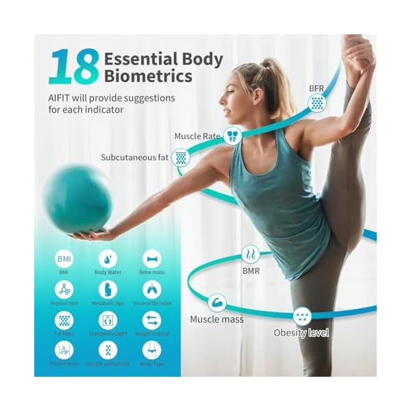 NLV Smart Scale for Body Weight, Digital Bathroom Scale LED Display, BMI, Body Fat, Muscle Mass 18 Body Composition Monitor Health Analyzer Sync Apps, High Accuracy, Save Space, 396lbs (Black)