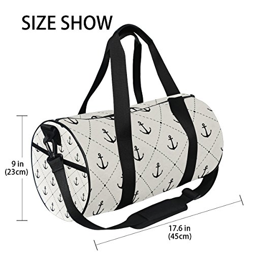 TIZORAX Nautical Anhcor Gym Duffle Bag Drum tote Fitness Reistas Rooftop Rack Bag - Image 5