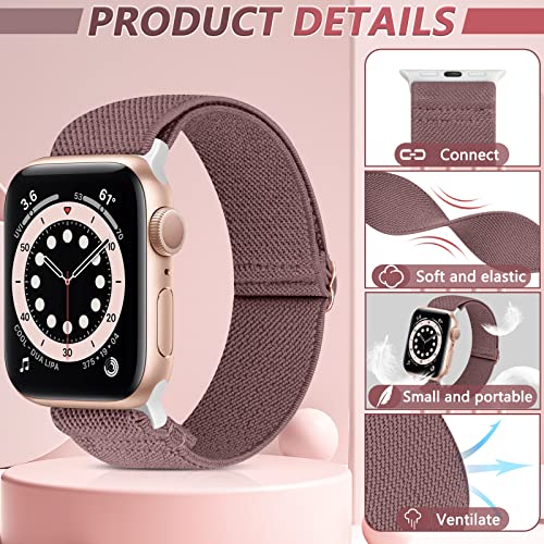 ShuYo Compatible with Apple Watch Bands 38mm 40mm 41mm 42mm 44mm 45mm,Adjustable Soft Solo Loop with Buckle Woven Elastic Sport Bands for iWatch Series SE/8/7/6/5/4/3/2/1 (42 44 45MM, by ShuYo - Image 2