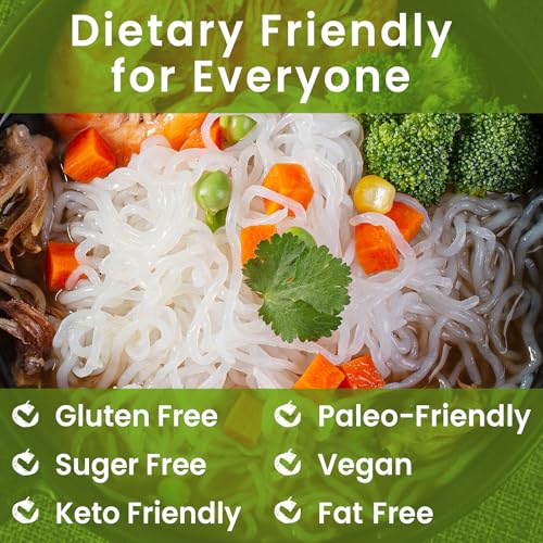 Image of Hethstia Konjac Noodles Angel Hair, 12 Pack Shirataki Noodles, Low Calorie, Low Carb, Sugar-Free, Gluten-Free, Keto and Paleo Friendly, Vegan, Healthy Konjac Pasta