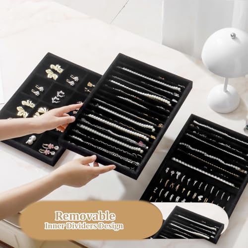 Image of Large Velvet Jewelry Tray Display Drawer Inserts 2 Pack