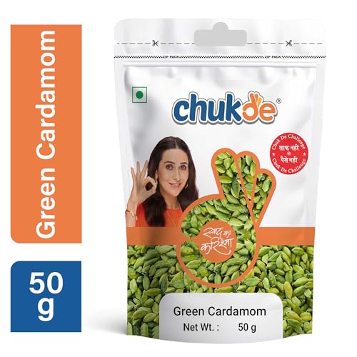 Image of Chukde - Hari Elaichi (1.76 OZ) - Green Cardamom - Authentic Indian Spice - Bold Flavor & Fresh Aroma - Ideal for Tea, Desserts & Curry - Whole Spices - 50 Gram (Pack of 2)