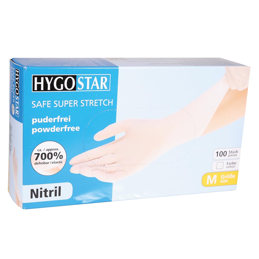 SAFE SUPER STRETCH - Guanti monouso in nitrile, senza talcatura, colore: nero/bianco/blu