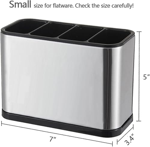 Miniatura 3 de WAHSAN - Organizador de cubiertos de acero inoxidable, 7 pulgadas de largo x 3.4 pulgadas de ancho x 5 pulgadas de alto