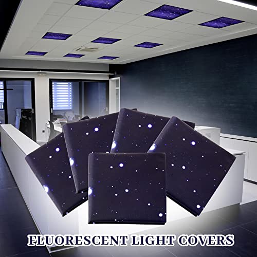 Image of Hortsun 4 Pack 4 x 2 Feet Fluorescent Light Covers, Magnetic Light Filters for Classroom Ceiling, Decorative Lights Shade for Office Home Hospital(Starry Sky)