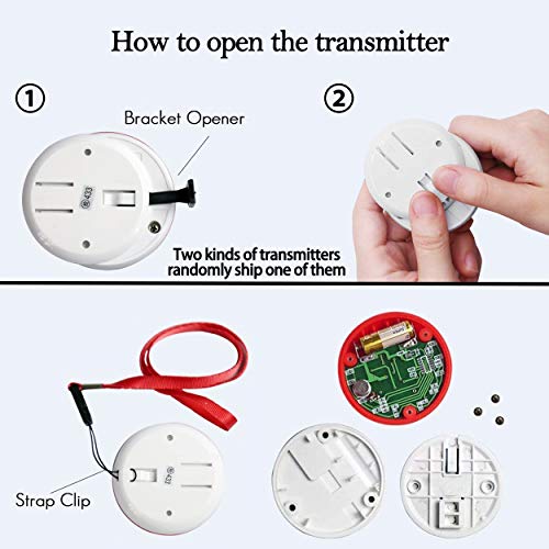 DAYTECH Wireless Caregiver Pager Call Button for Elderly Home Alert Alarm System Panic Button for Patient Seniors Personal Nurse Call Button 2 Receivers+2 Emergency Button
