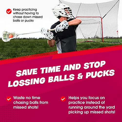 Goal Sports Innovation Shag Stop, Hockey And Lacrosse Goal Backstop, Lacrosse Net With ~3-Foot Extended Coverage, Durable Netting Lacrosse Rebounder Backstop, Includes Mounting Brackets And Equipment #TOP5